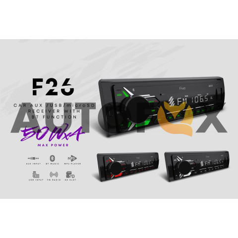 FIVE F26R (1din/красная/Bluetooth/USB/AUX/SD/FM/4*50).