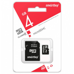 Smart Buy microSD 4GB class4 c адаптером Карта памяти